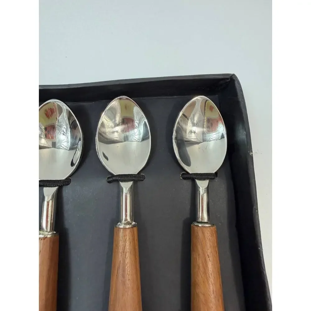 Artistic Accents Bar Accessories Spoon Set Wood Handle Stainless Made In India